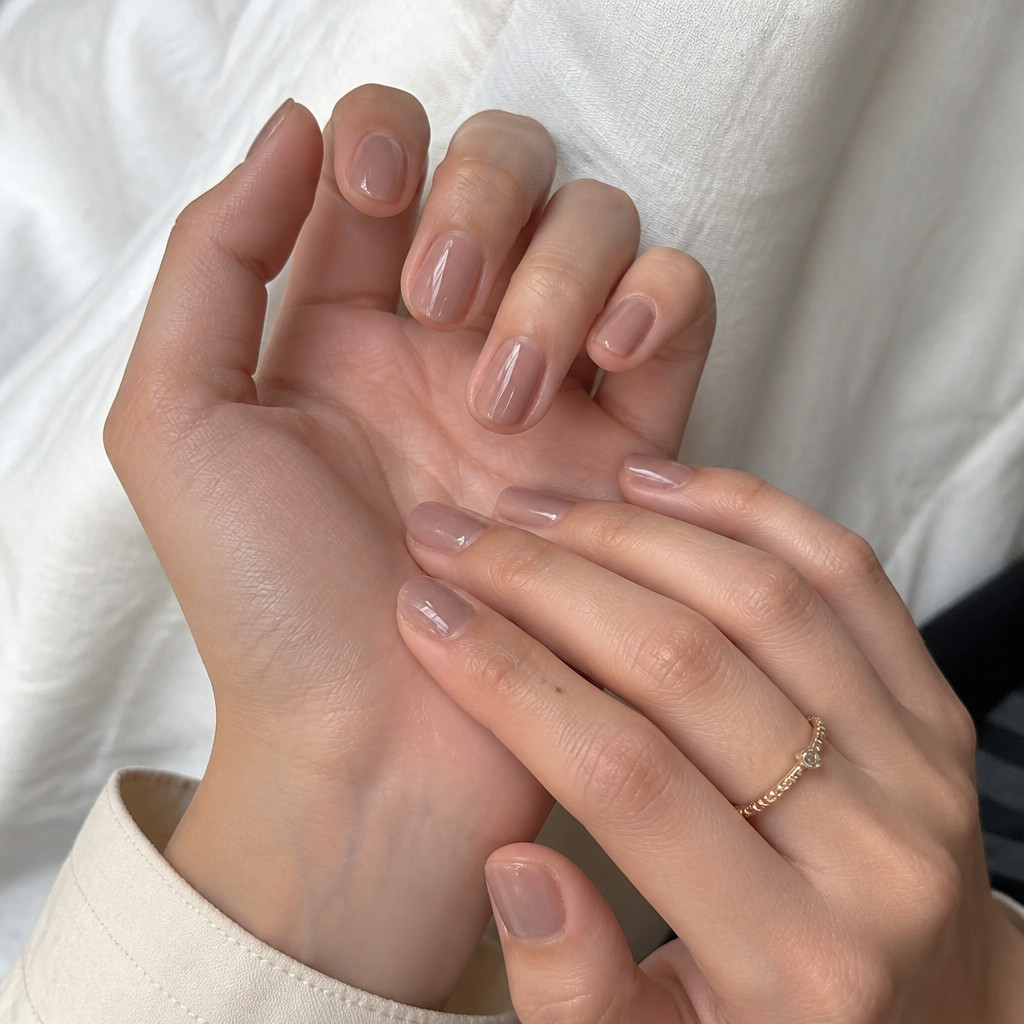 Manicura corta en tono nude